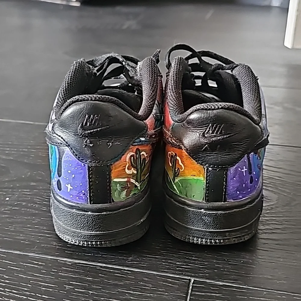 ✨️Custom Made✨ Nike Air Force 1 Travis Scott Astro World 5.5 Y Black Multi color - Picture 9 of 10